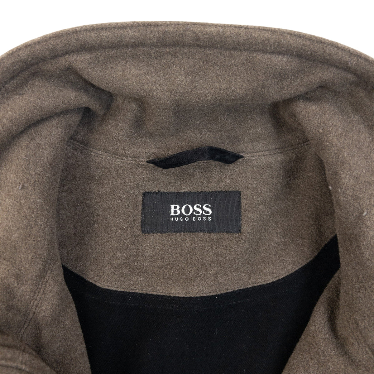 Vintage 90s Hugo Boss Wool Cashmere Button Up Funnel Neck Jacket in brown, photo 5