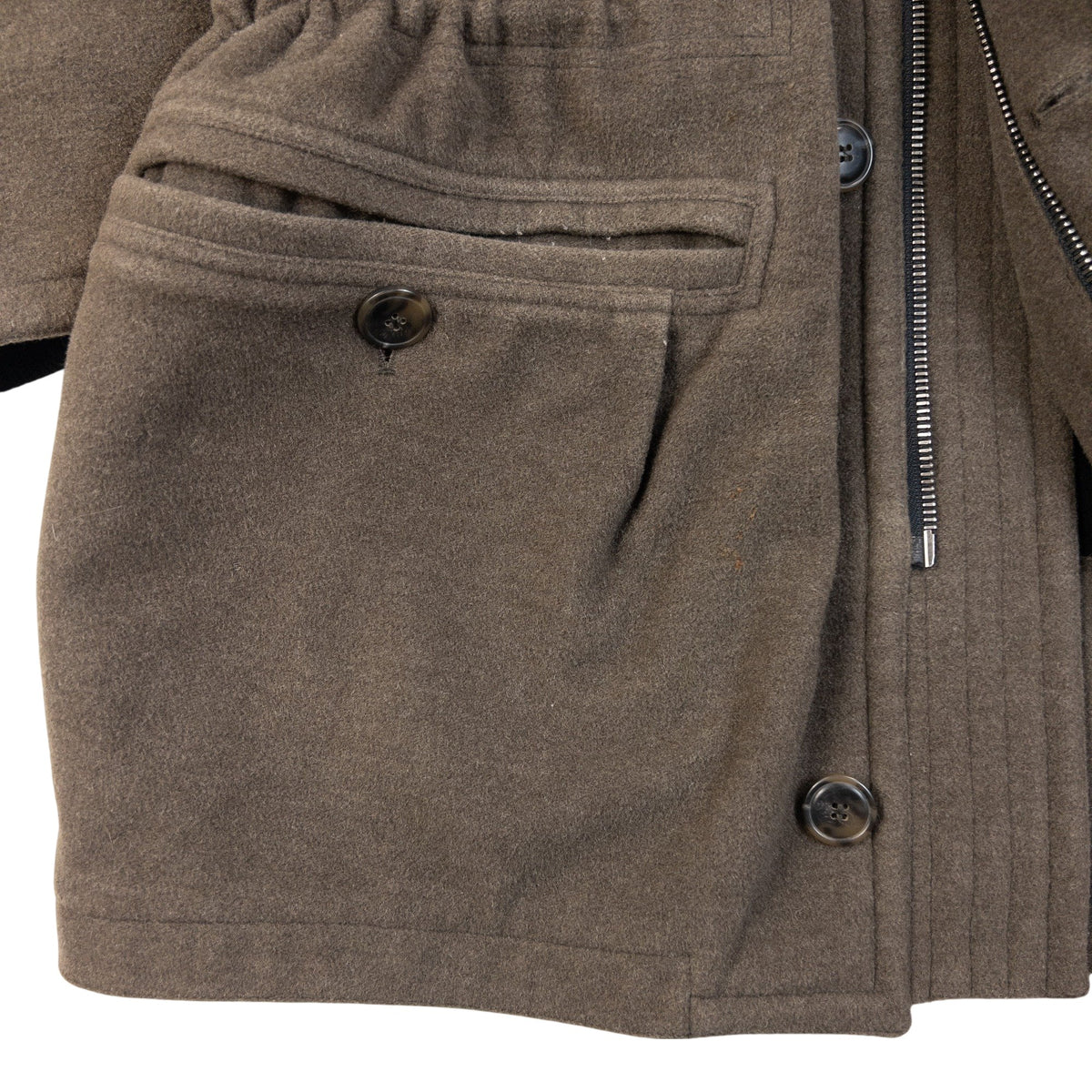Vintage 90s Hugo Boss Wool Cashmere Button Up Funnel Neck Jacket in brown, photo 6