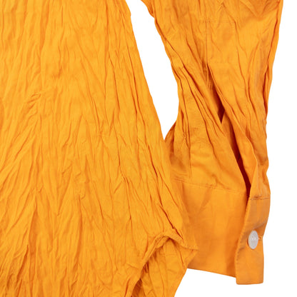 Vintage 2000s Issey Miyake Design Studio Crinkle Long Sleeve Button Up Shirt in oriverange, photo 4