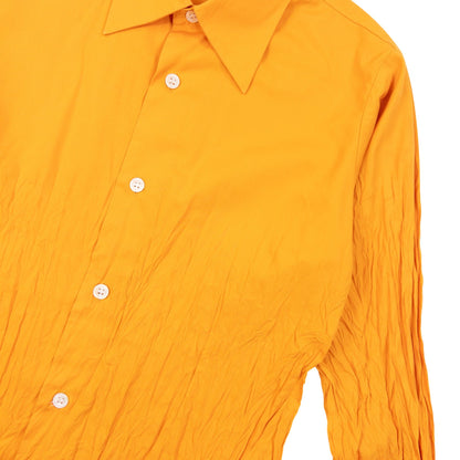 Vintage 2000s Issey Miyake Design Studio Crinkle Long Sleeve Button Up Shirt in oriverange, photo 5