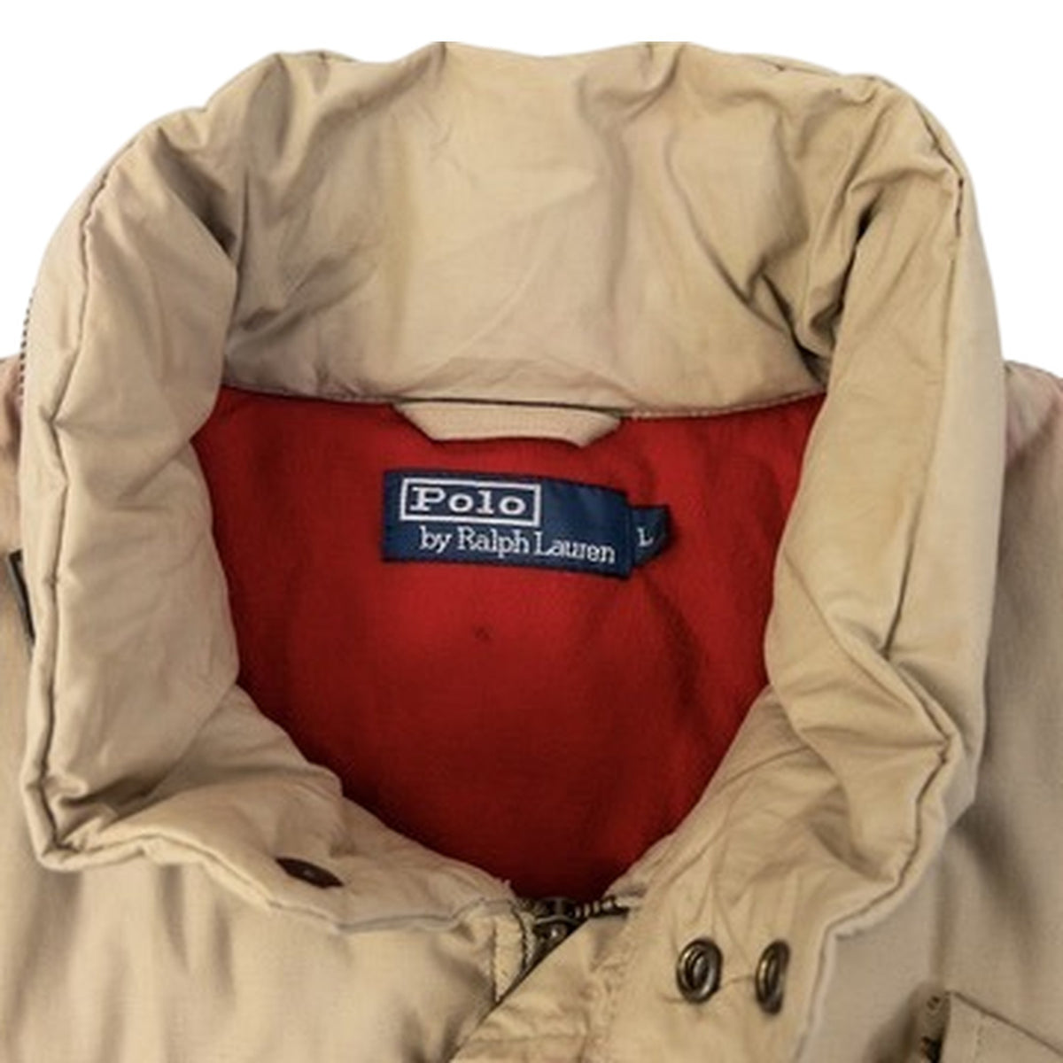 Vintage 90s Polo Ralph Lauren Down Padded Multi Cargo Pocket Vest in beige, photo 4