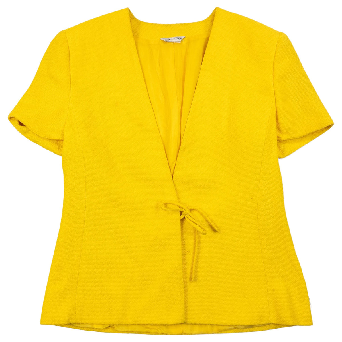 Vintage 90s Versace Classic V2 Yellow Tie Front Jacket And Skirt Set, photo 3