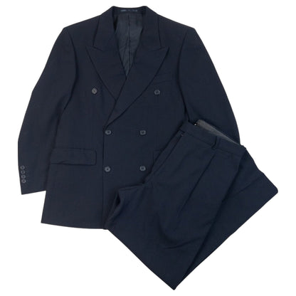 Vintage 90s YSL Yves Saint Laurent Navy Double Breasted Wool Suit, double breasted jacket