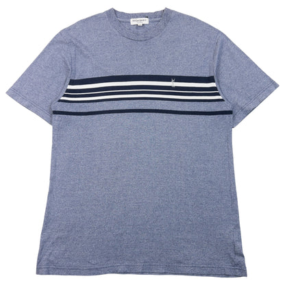 Vintage 90s YSL Yves Saint Laurent Pour Homme Striped T Shirt in blue, navy and white accent colours