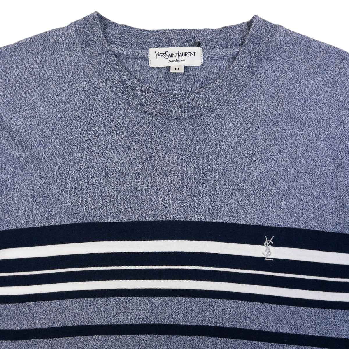 Vintage 90s YSL Yves Saint Laurent Pour Homme Striped T Shirt in blue, photo 3