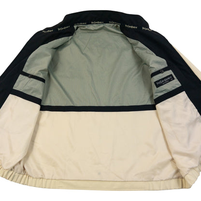 Vintage 90s YSL Yves Saint Laurent Pour Homme Zip Up Harrington Jacket in cream, photo 4