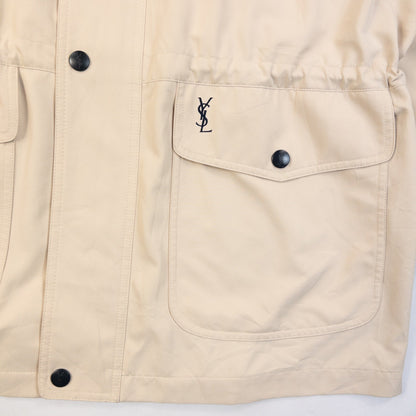 Vintage 90s YSL Yves Saint Laurent Pour Homme Zip Up Parka Jacket in cream, photo 4