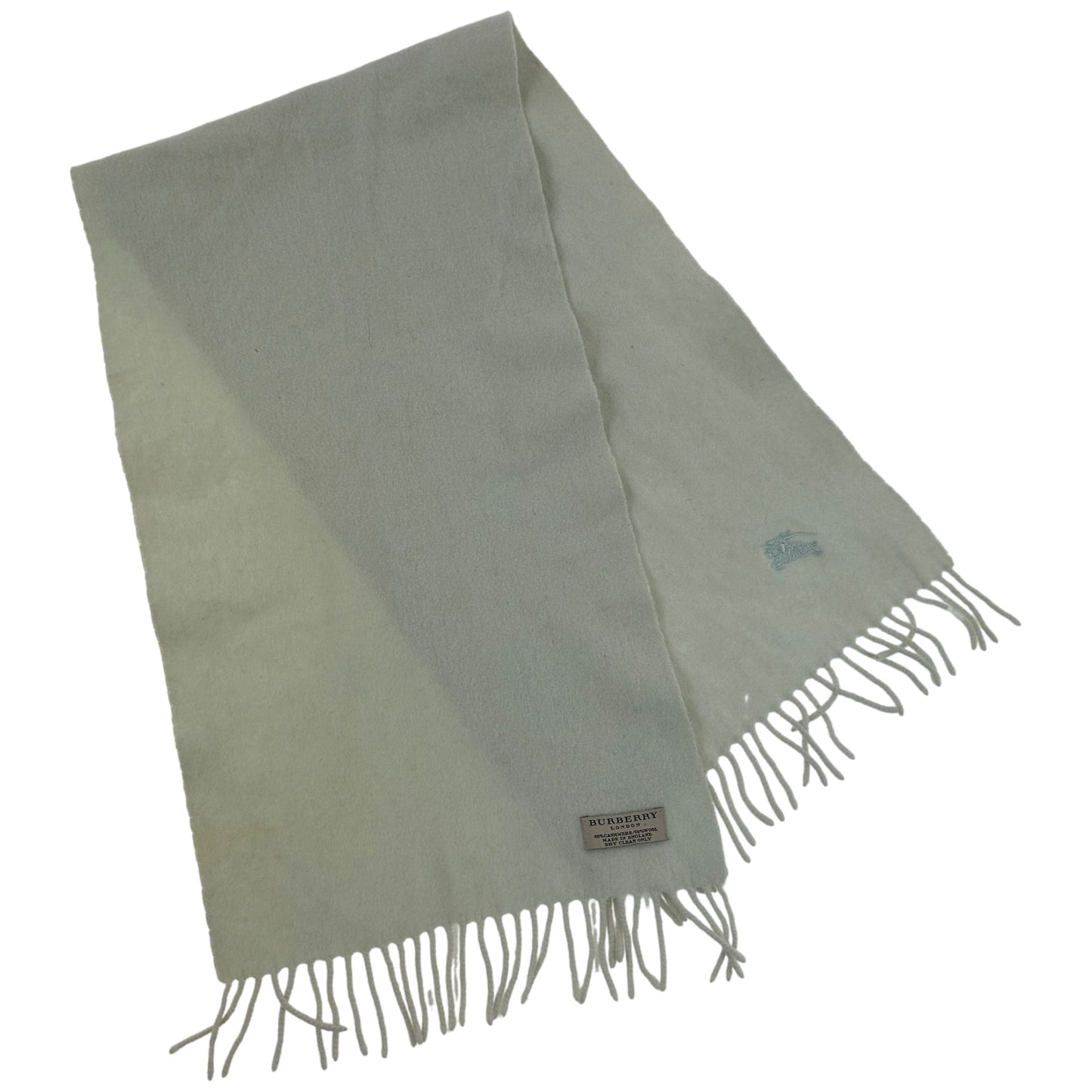 Vintage Burberry London Green Fringe Scarf Cashmere Wool Y2K