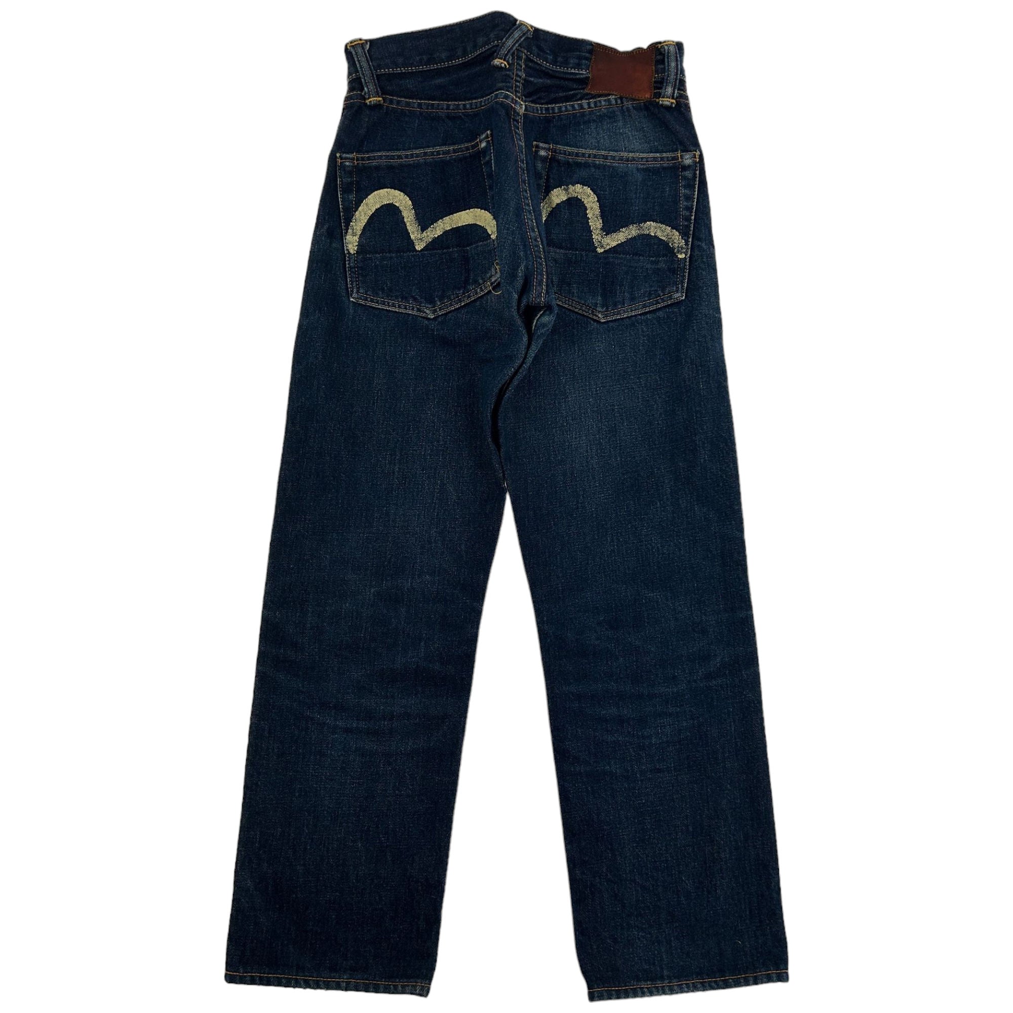 Vintage Evisu Double Gull Denim Jeans Navy Plain Trousers Cotton 