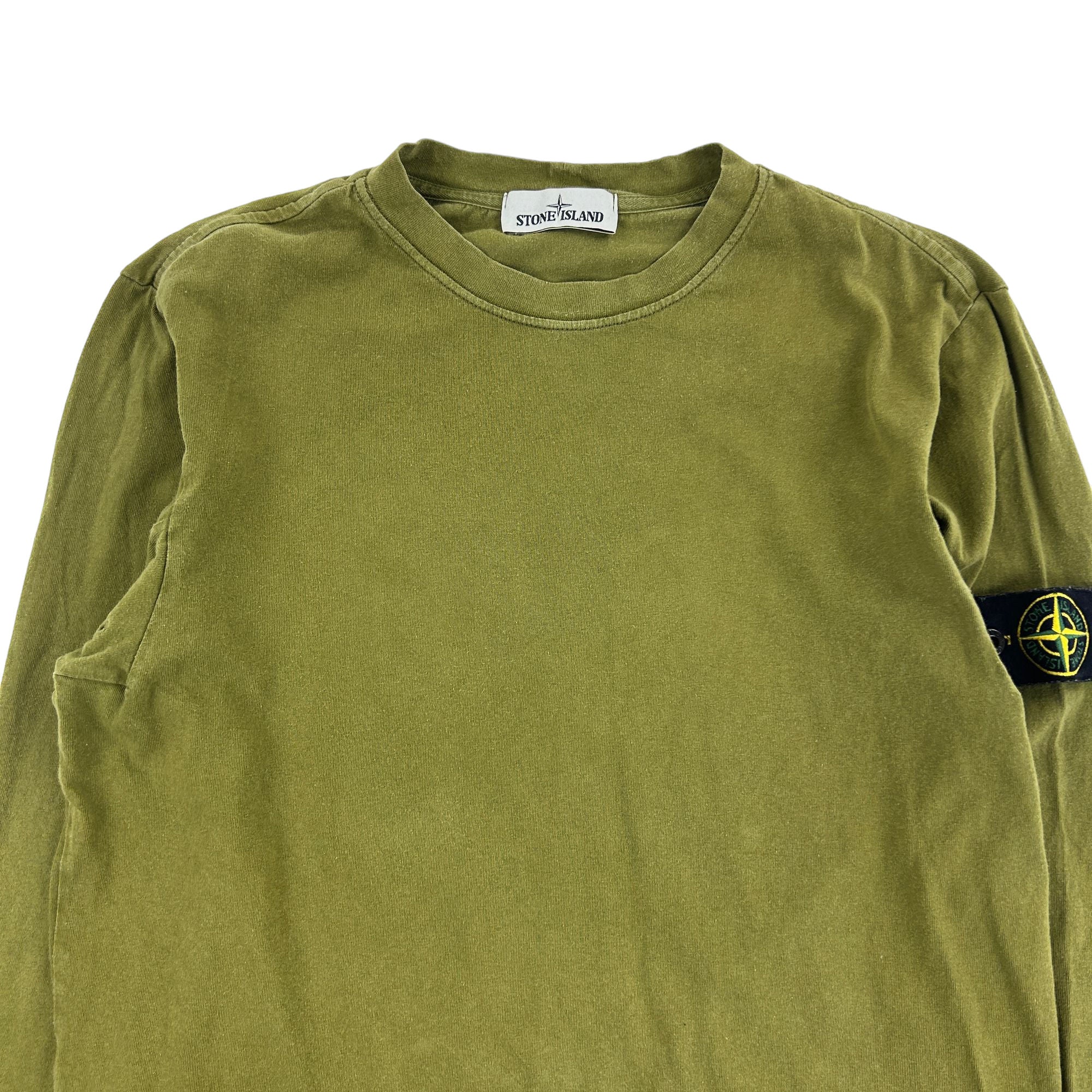 Stone Island Long Sleeve Green Logo T-Shirt Cotton Y2K Streetwear 