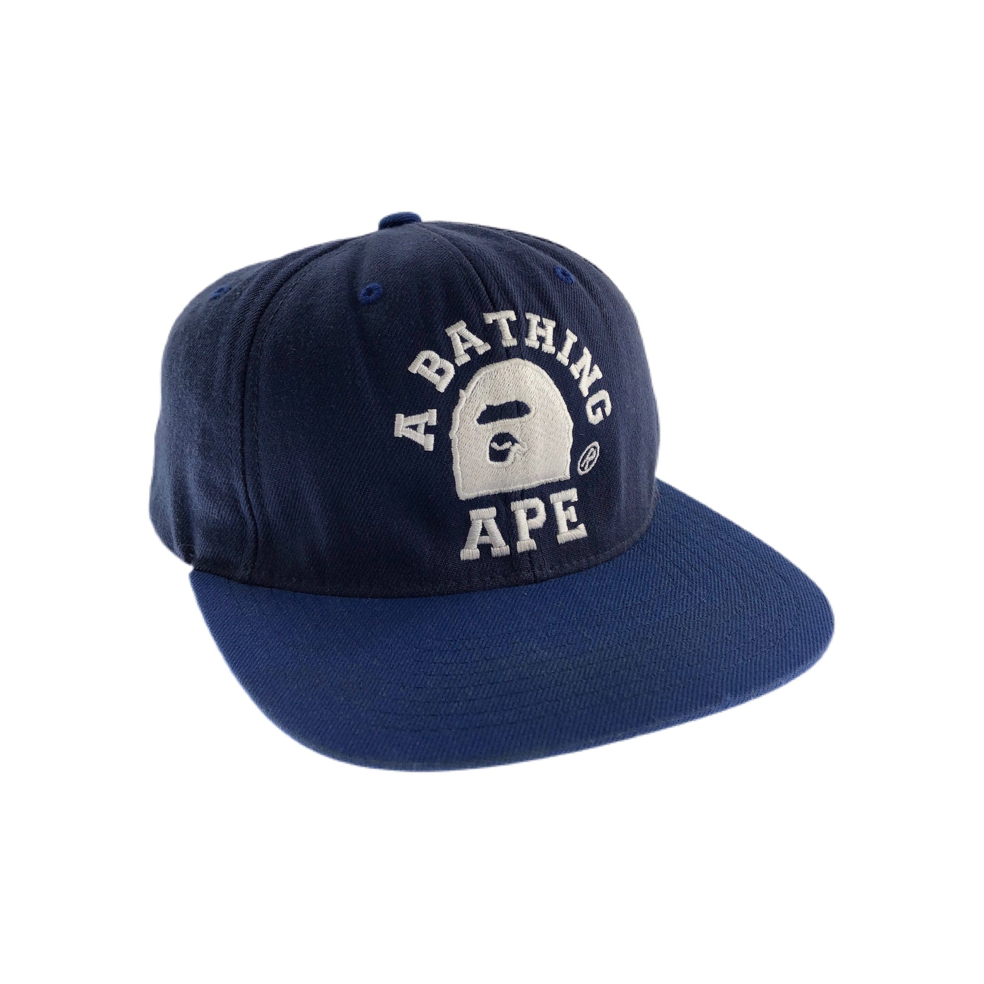Bape college logo snap back hat cap - second wave vintage store